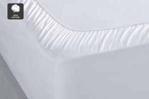 Trafalgar 400TC Soft Sateen Fitted Sheet (Queen, Snow)