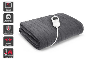 Ovela Washable Plush Electric Heated Throw Blanket Grey