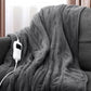Ovela Washable Plush Electric Heated Throw Blanket Grey