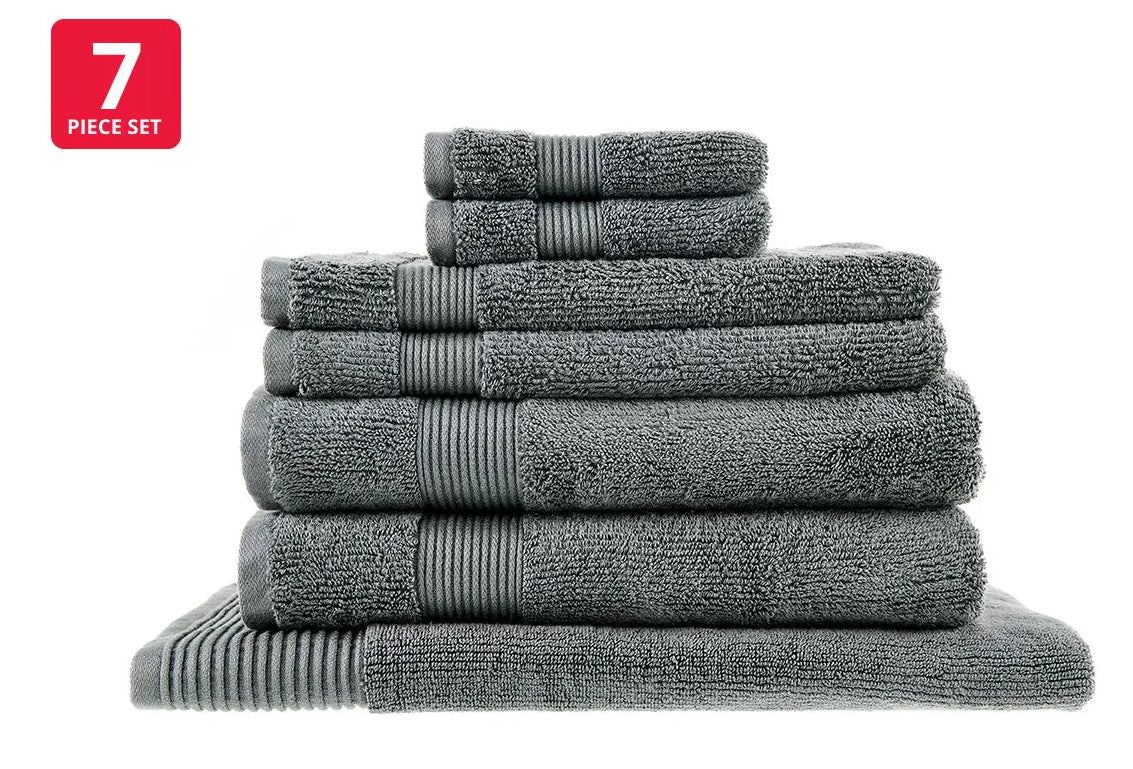 Ovela 7 Piece 550GSM Cotton Bath Towel Set (Charcoal)