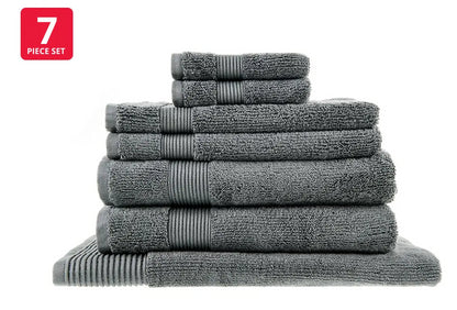 Ovela 7 Piece 550GSM Cotton Bath Towel Set (Charcoal)
