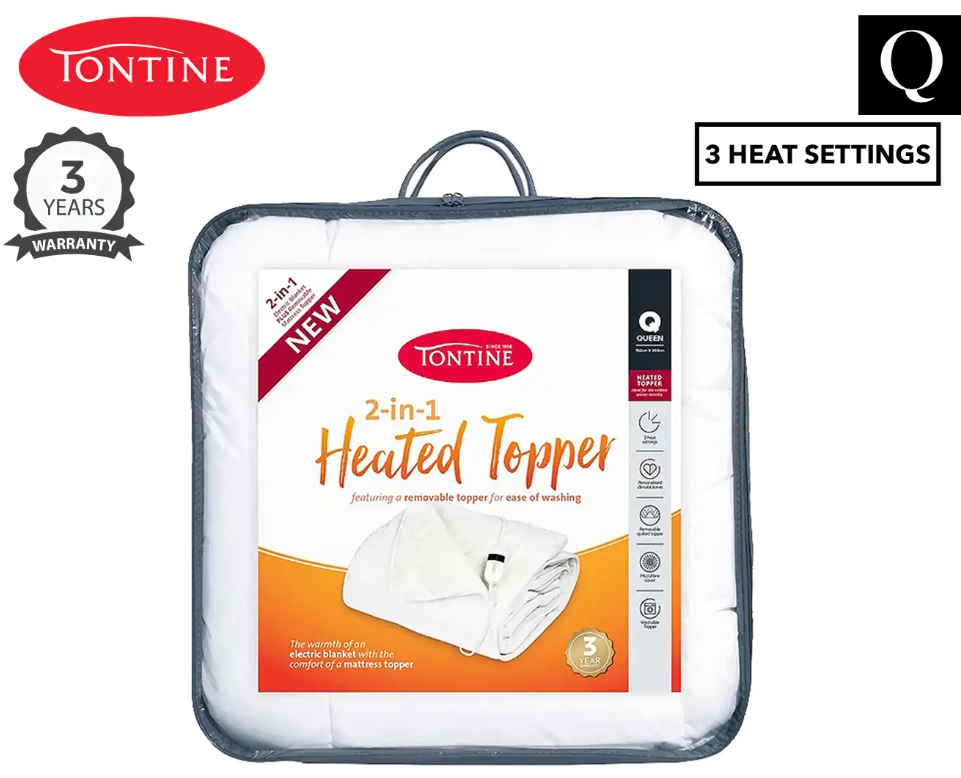 Tontine 2-in-1 Microfibre Heated Mattress Topper - Queen