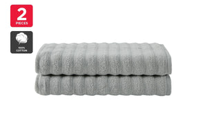 Trafalgar Williow 650GSM Ribbed Cotton 2 Piece Bath Towel Set (Silver)