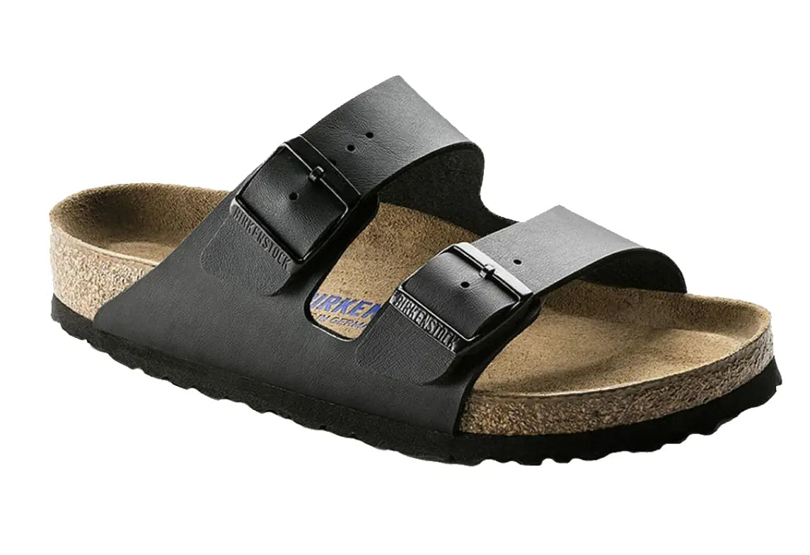 Birkenstock Women's Arizona Birko-Flor Soft Footbed Sandals (Black, Size 45 EU)
