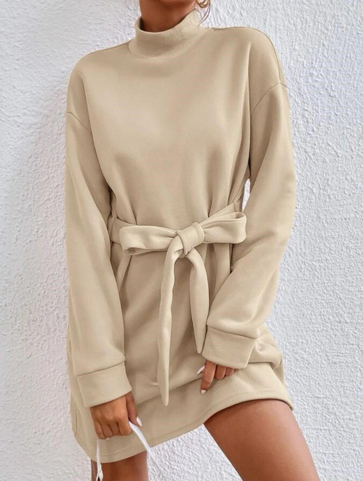 Belted Sweatshirt Dress - Small