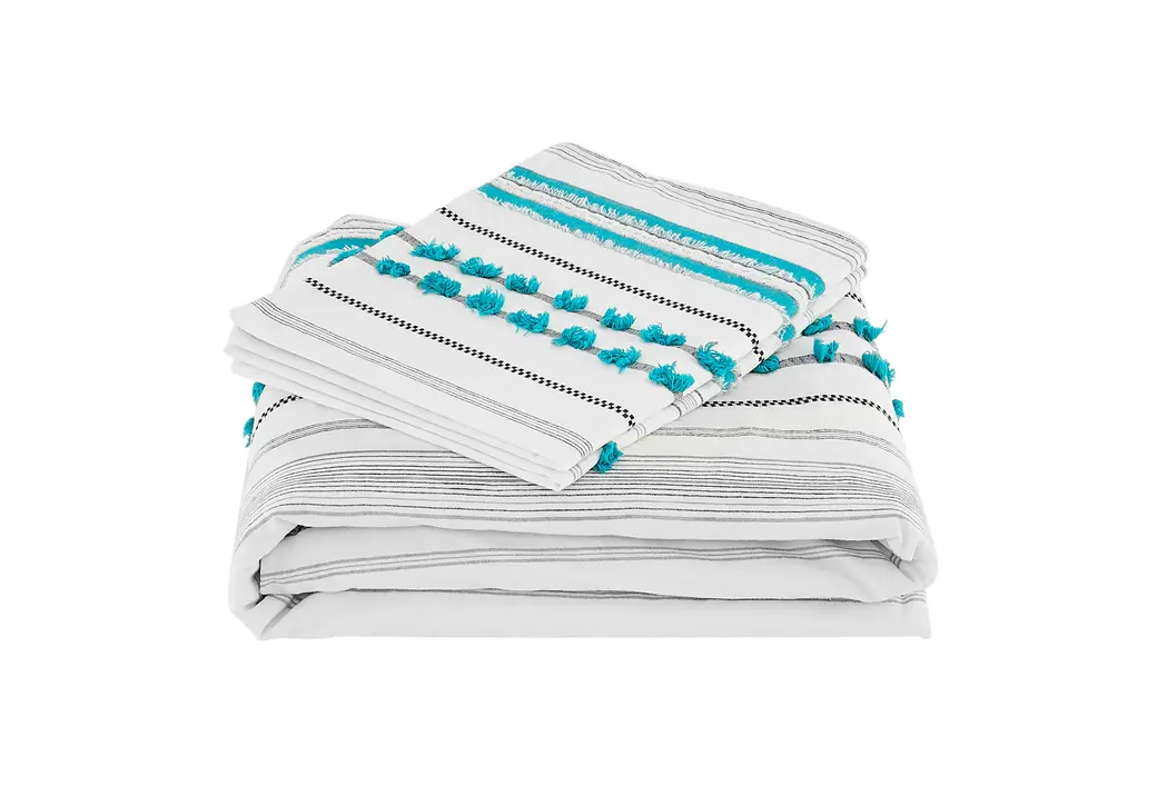 Ovela Tamara Cotton Quilt Cover Set (Queen, Blue)