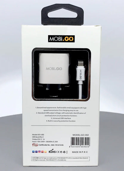 Mobigo Dual USB Lightning Cable Combo Pack