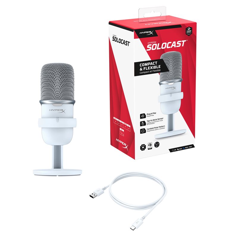 HyperX SoloCast USB Standalone Microphone - White