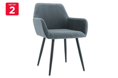 2PK Ovela Paige Velvet 76.5cm Dining Chairs Set Home Kitchen Furniture Charcoal