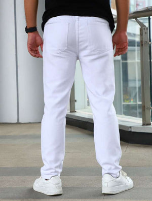 Mens Slant Pocket Slim Straight Jeans - White