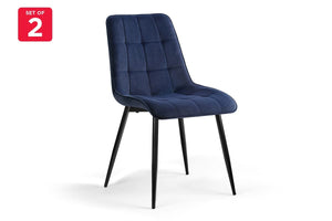 2pc Shangri-La Dover Cushioned Velvet Home Dining Chair/Seat Decor Navy 61x84cm