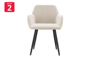 2PK Ovela Paige Velvet 76.5cm Dining Chairs Set Home Kitchen Furniture  Biege