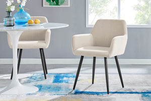 2PK Ovela Paige Velvet 76.5cm Dining Chairs Set Home Kitchen Furniture  Biege