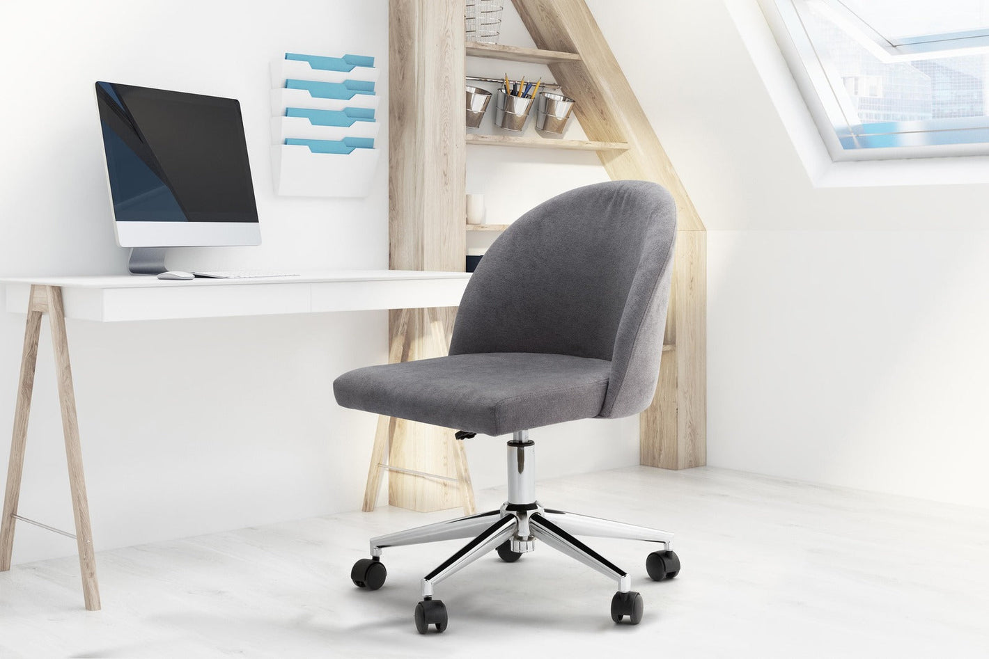 Ovela Waterford 102kg Office Chair 3600 Swivel/Gas Lift Chrome Base Charcoal