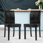 2x Dining Chairs PU Leather Padded High Back Wood Cafe Kitchen Black