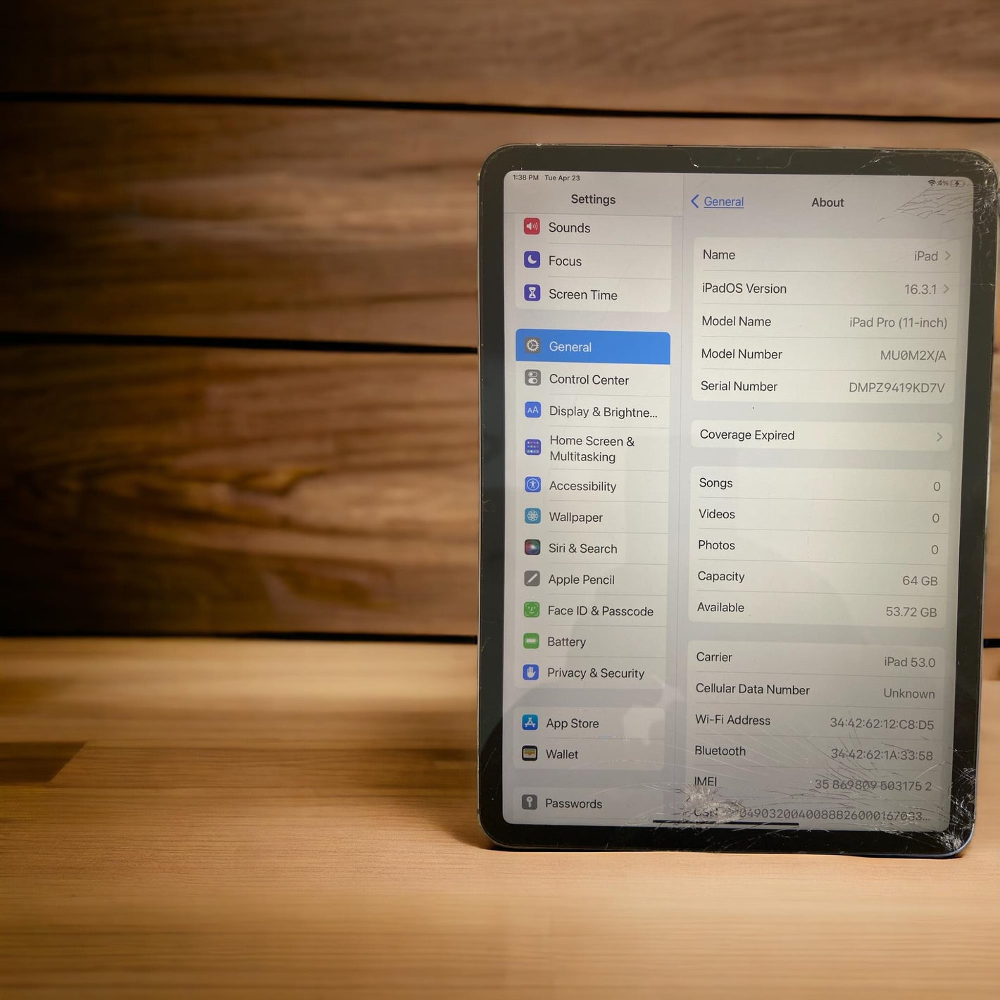 Apple Ipad Pro 11" 64GB - CELLULAR Model  A1934