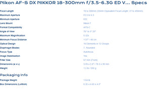 Nikon AF-S DX NIKKOR 18-300mm f/3.5-6.3G ED VR Lens