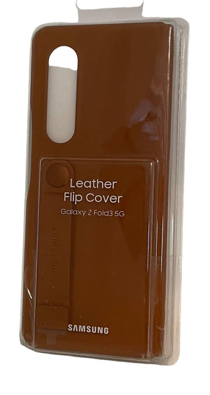 Samsung Z Fold3 Leather Flip Cover - Brown