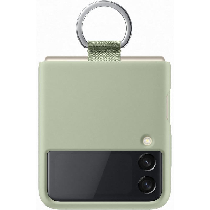Silicone Cover with Ring for Samsung Galaxy Z Flip3 Olive Green
