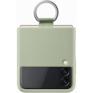Silicone Cover with Ring for Samsung Galaxy Z Flip3 Olive Green