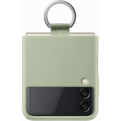 Silicone Cover with Ring for Samsung Galaxy Z Flip3 Olive Green