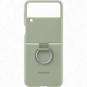 Silicone Cover with Ring for Samsung Galaxy Z Flip3 Olive Green