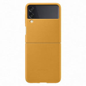 Samsung Galaxy Z Flip 3 Genuine Leather Cover Case - Mustard