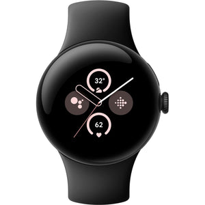 Google Pixel Watch (Wi-Fi) - Polished Silver Stainless Steel Case with Charcoal Active Band