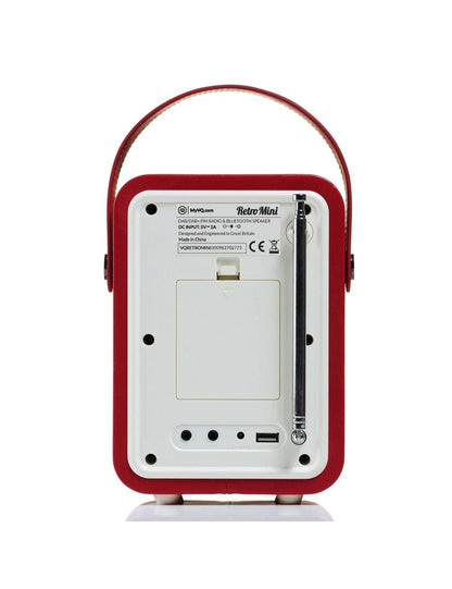 VQ Retro Mini DAB+ Digital FM Portable Radio/Bluetooth Speaker Red Music/Audio
