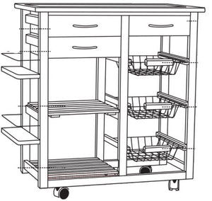 Ovela Ceramic Top Kitchen Storage Trolley & Workbench
