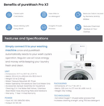 Greentech Environmental pureWash Pro Detergent Less Laundry System using ozone