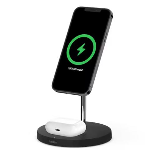 Belkin BoostCharge Pro 2-in-1 Wireless Charger Stand with MagSafe 15W - Black
