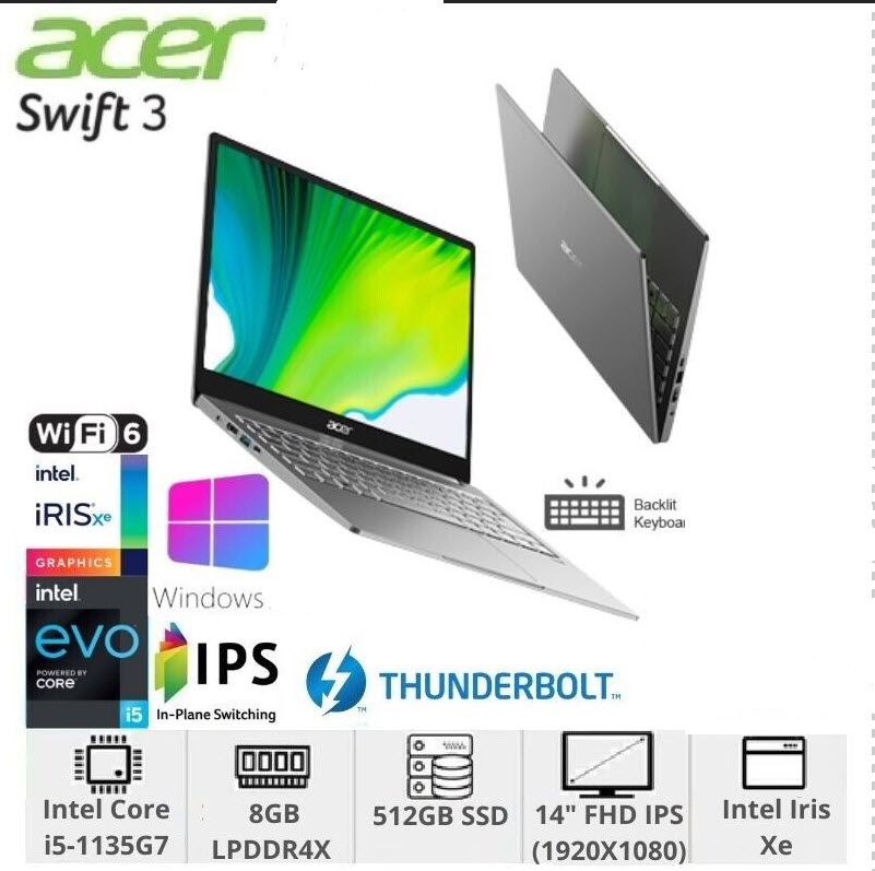 Acer Swift 3 SF314-511 14" FHD i5 11th Gen 8GB 512GB SSD W10Home B92%