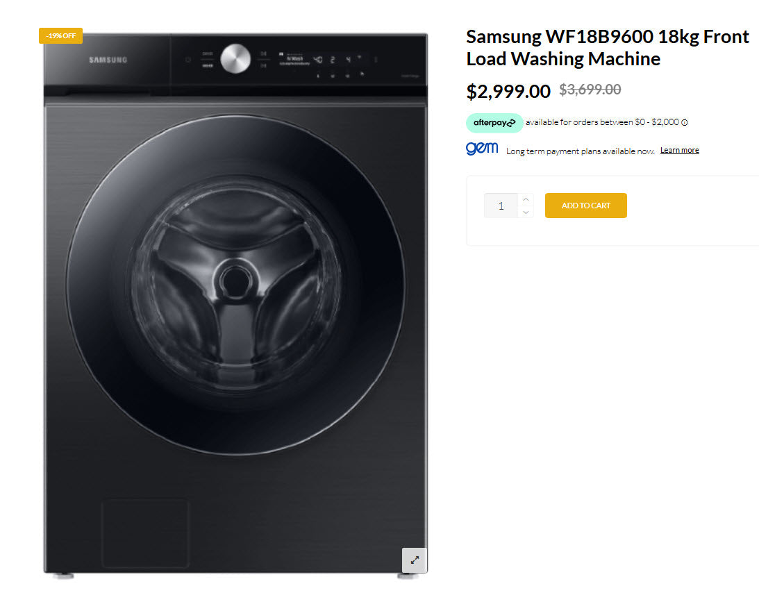 Samsung WF18B9600 18kg Front Load Washing Machine