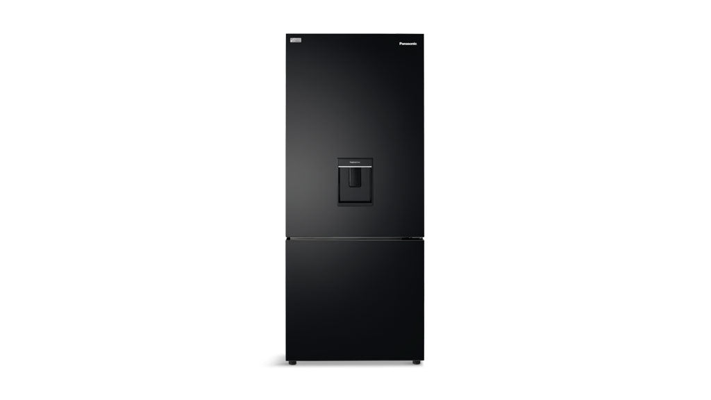 Panasonic 377L Bottom Mount Fridge Freezer Black Steel