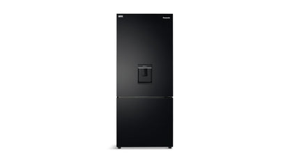 Panasonic 377L Bottom Mount Fridge Freezer Black Steel