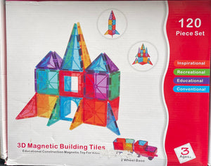 3D Magnetic Building Tiles - 120 Piece Set