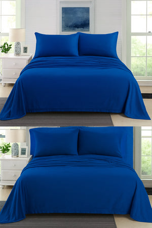 Cashmere Touch Flannelette Sheet Set (King, Royal Blue)