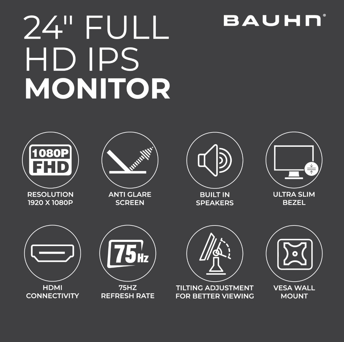 BULK DEALER OFFER 10 X  BAUHN 24"  Full HD IPS Monitor - Refurbished Monitor at Tydi NZ