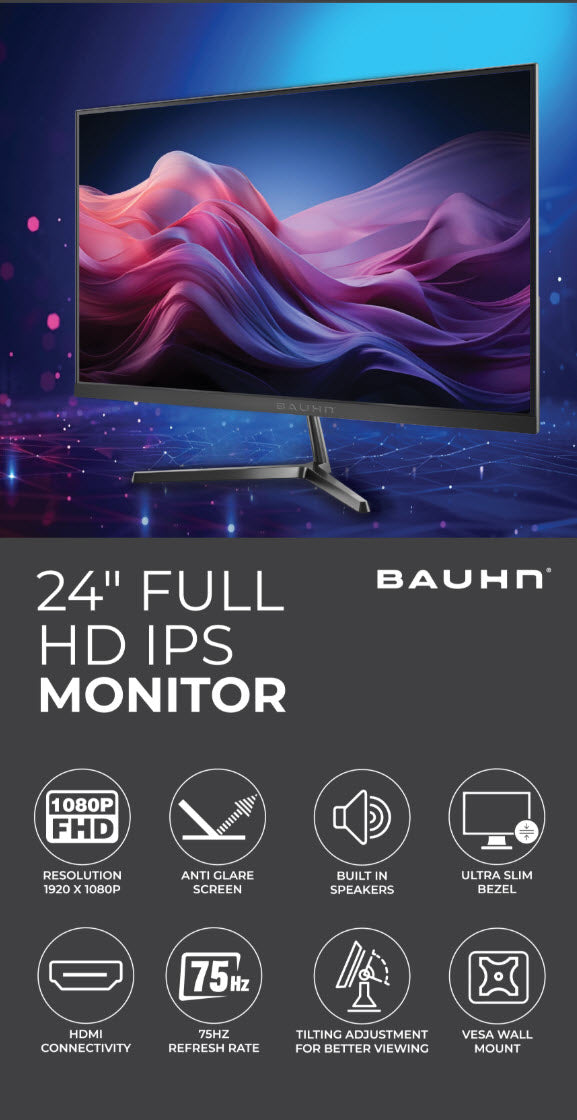 BAUHN 24"  Full HD IPS Monitor - Refurbished Monitor at Tydi NZ