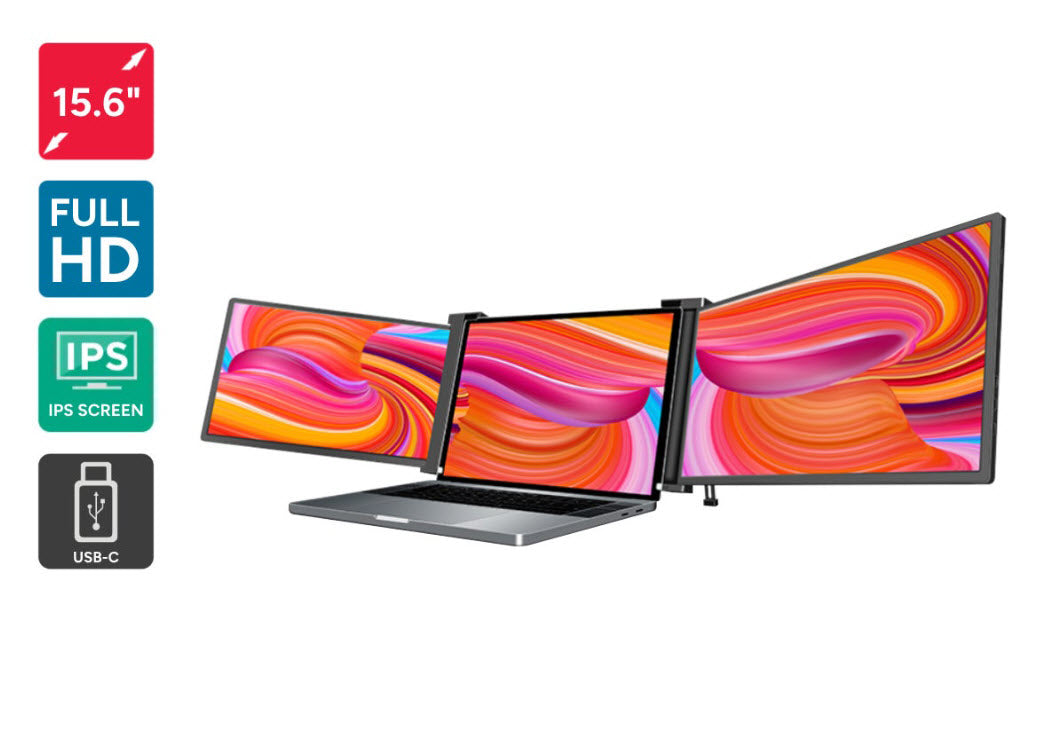 Kogan XPRESSO 15.6" Full HD Pro Dual Screen Tri-Fold Portable Monitor for 15.6" - 17.3" Laptops (192