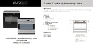 Eurotech 90cm Ceramic  Freestanding Cooker ED-EUROC90BK