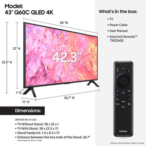 SAMSUNG 43-Inch Class QLED 4K Q60C Series Quantum HDR, Dual LED, Object Tracking Sound Lite, Q-Symph