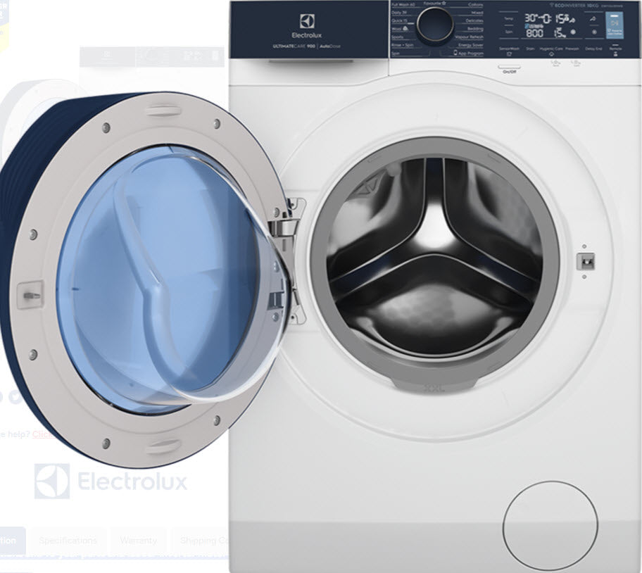electrolux 10kg ultimatecare 900 front load washing machine with autodose