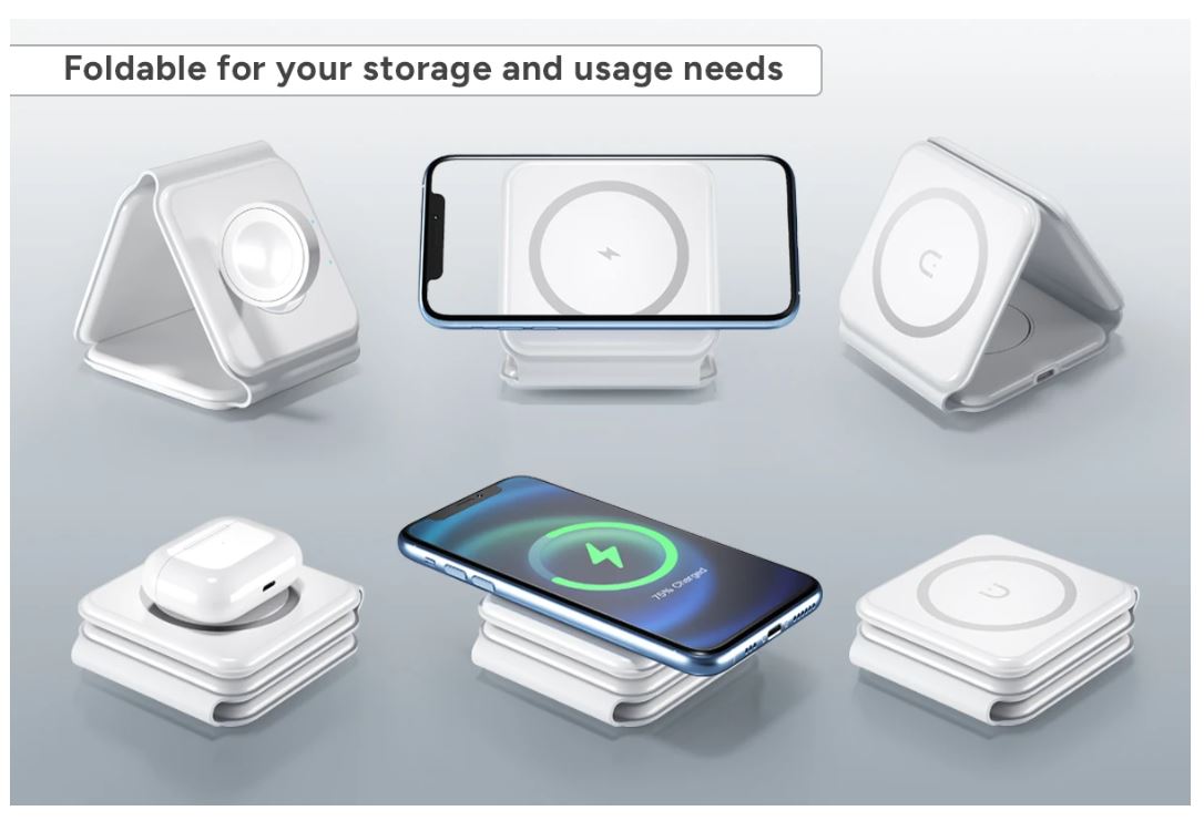 Kogan 15W 3-in-1 Foldable Wireless Charger (MagSafe Compatible)