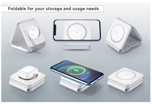 Kogan 15W 3-in-1 Foldable Wireless Charger (MagSafe Compatible)