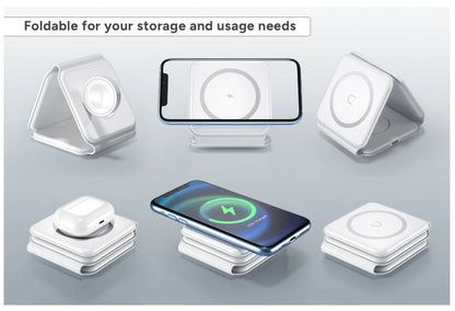 Kogan 15W 3-in-1 Foldable Wireless Charger (MagSafe Compatible)