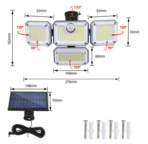 4-Headed Outdoor Solar Motion Sensor Light (333 LED)