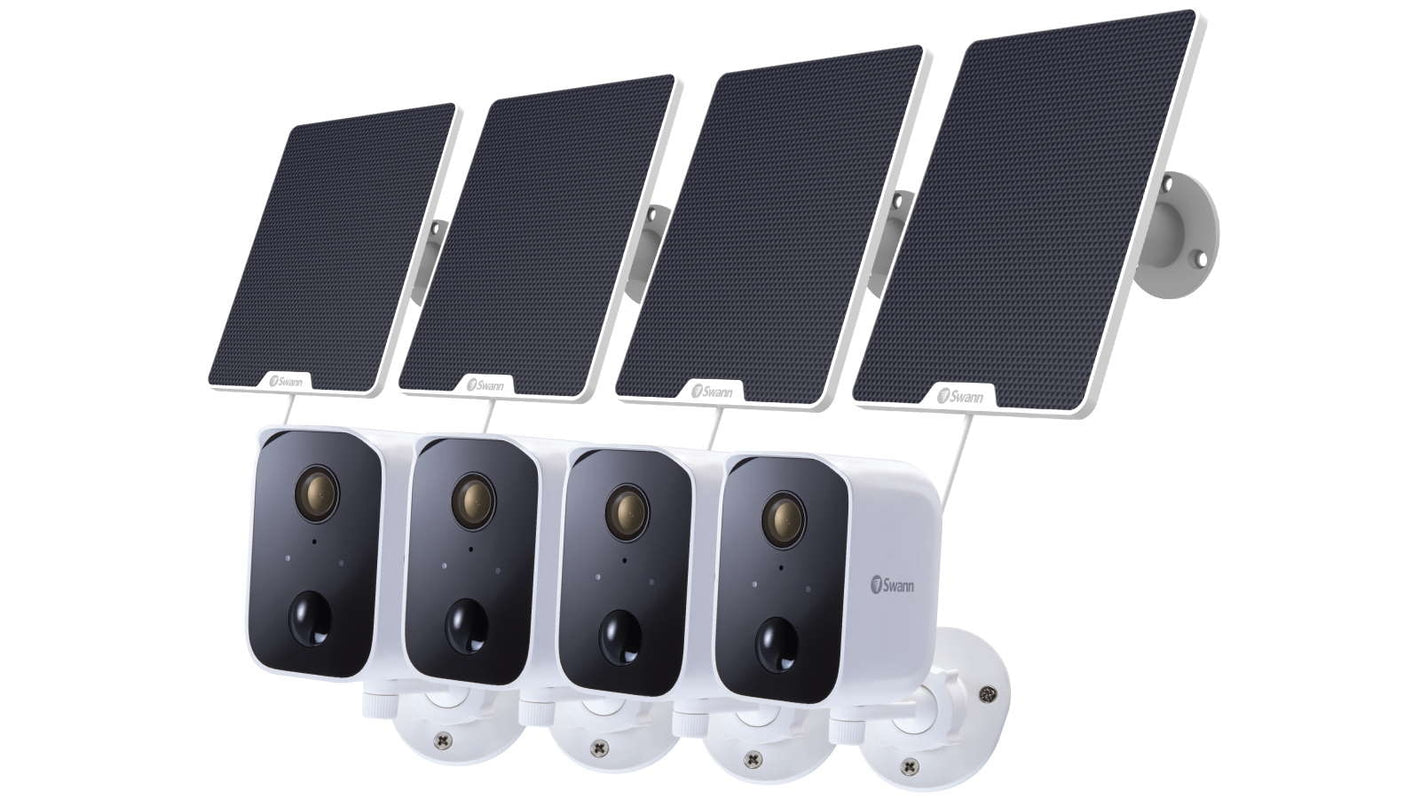 Swann 1080p Battery Powered Wi-Fi PIR Camera and Solar Panel Pack X4