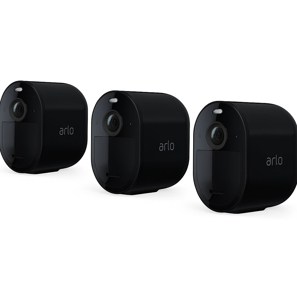 Arlo VMC4041P (Pro 4 Spotlight) kit with 3 cameras in black.